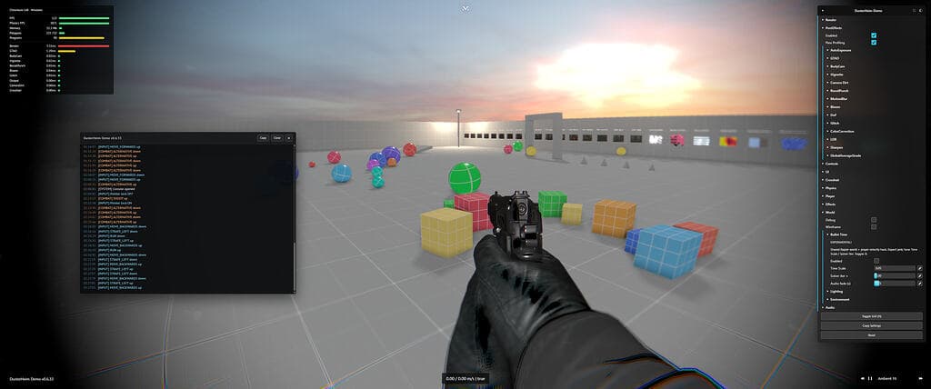 First-person view down a corridor with heavy post-processing