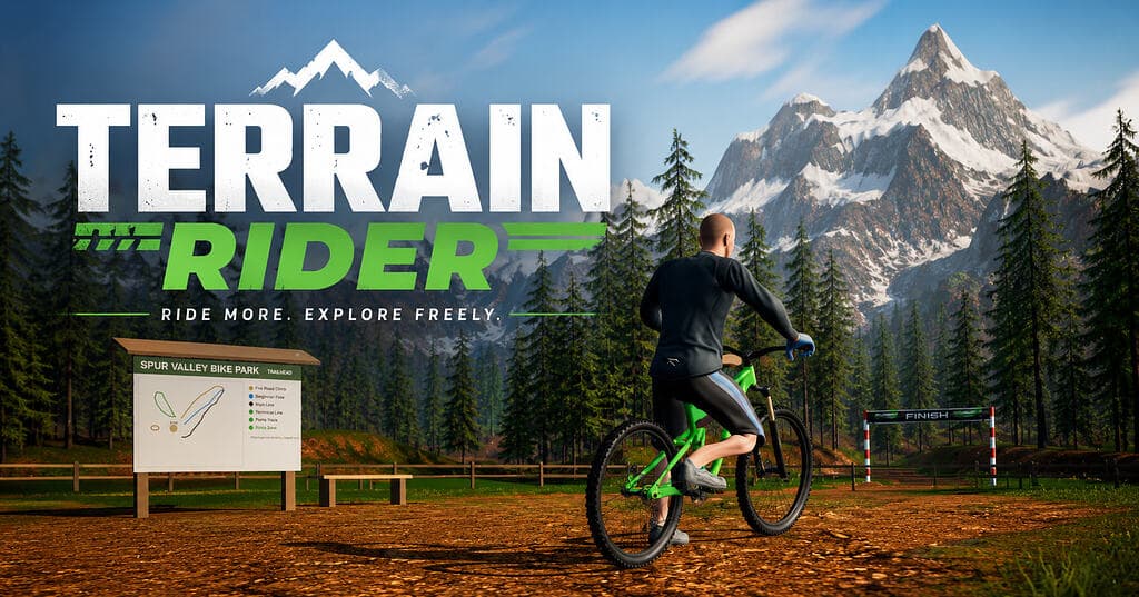 Mountain bike rider on a procedurally generated trail