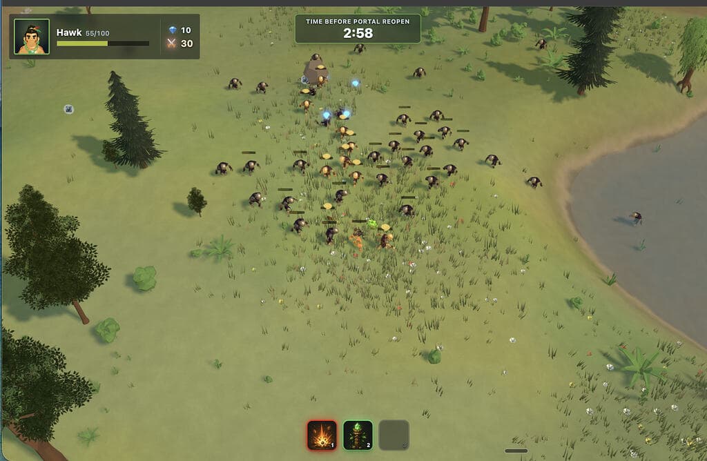Party of characters facing a glowing portal