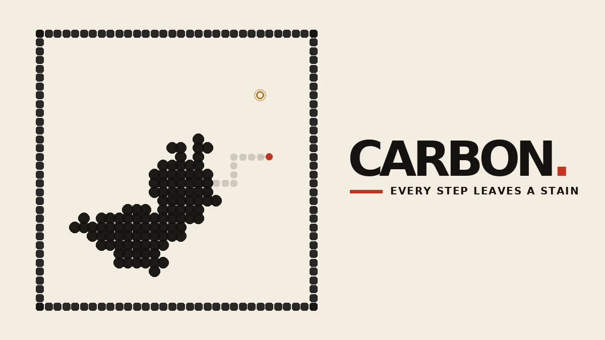 CARBON crimson ink trail spreading across a paper grid