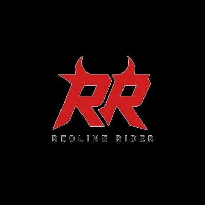 Redline Rider descending a neon mountain beneath a giant eye
